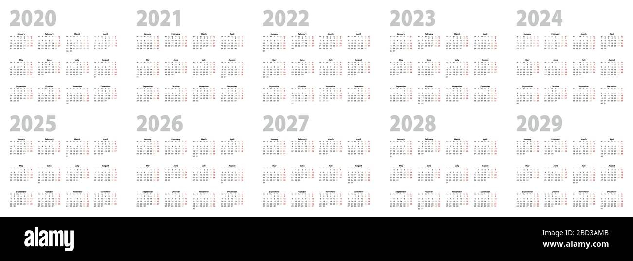2021 2024 Calendar Vektorkalender 2022 Sonntag Vektorgrafik