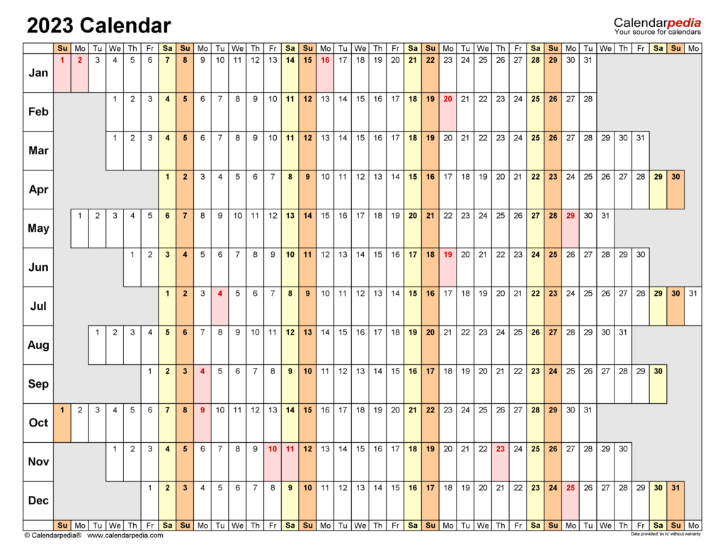 2023 Calendar Free Printable Excel Templates Calendarpedia
