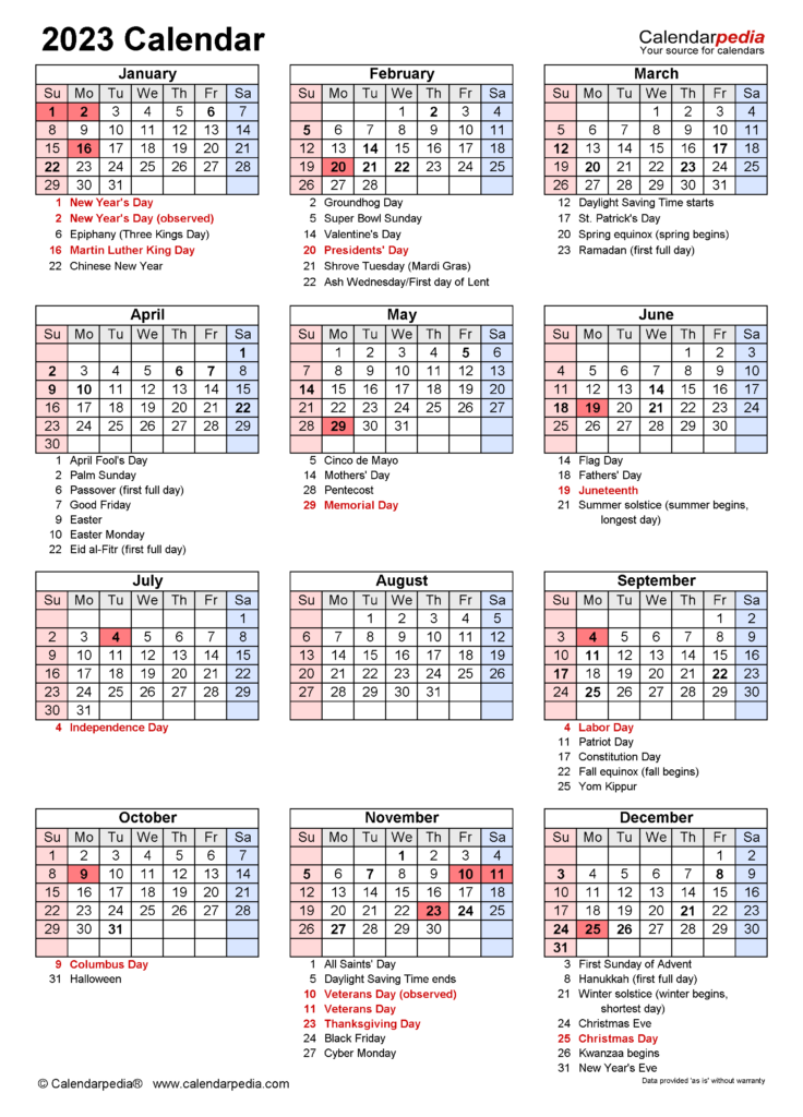 2023 Calendar Free Printable Word Templates Calendarpedia