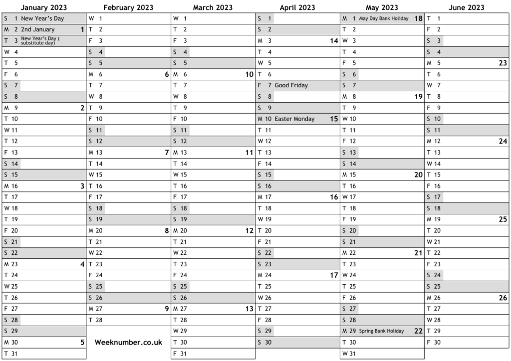 2023 Calendar With Week Numbers And Holidays For Scotland Official 