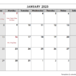 2023 Monthly Calendar With US Holidays Free Printable Templates