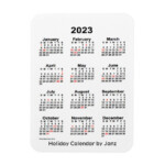2023 White Holiday Calendar By Janz Magnet Zazzle