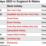 Bank Holidays 2023 In The UK With Printable Templates