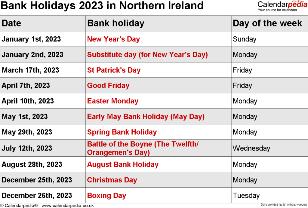 Bank Holidays 2023 In The UK With Printable Templates