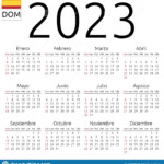 Calendar 2023 Spanish Sunday Stock Vector Illustration Of Number