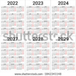 Calendar Templates 2021 2022 2023 2024 Stock Vector Royalty Free