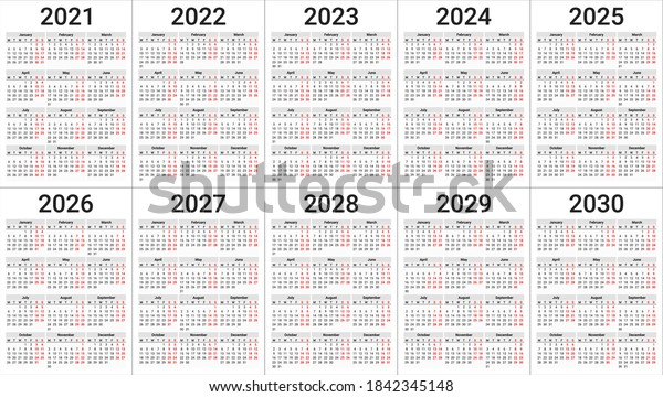Calendar Templates 2021 2022 2023 2024 Stock Vector Royalty Free 