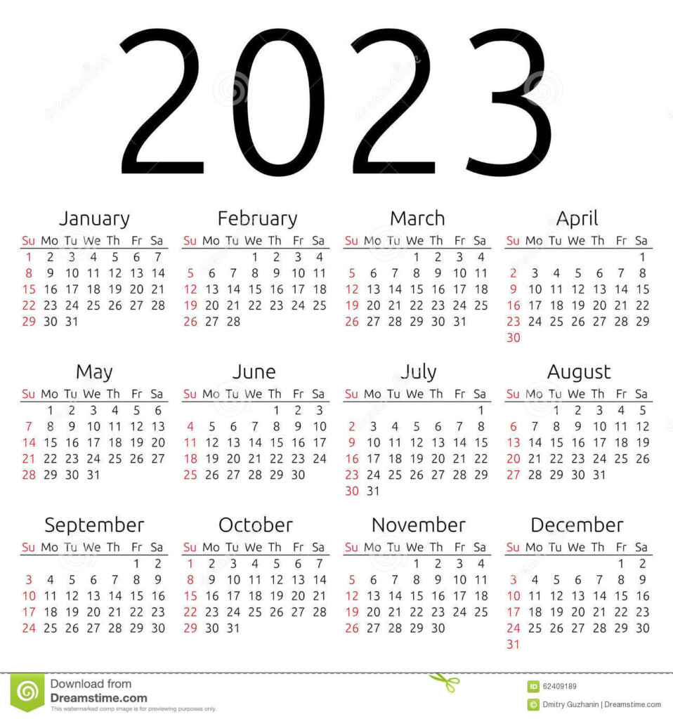 Calendrier 2023 Dimanche De Vecteur Illustration De Vecteur 