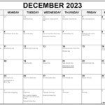 December 2023 With Holidays Calendar
