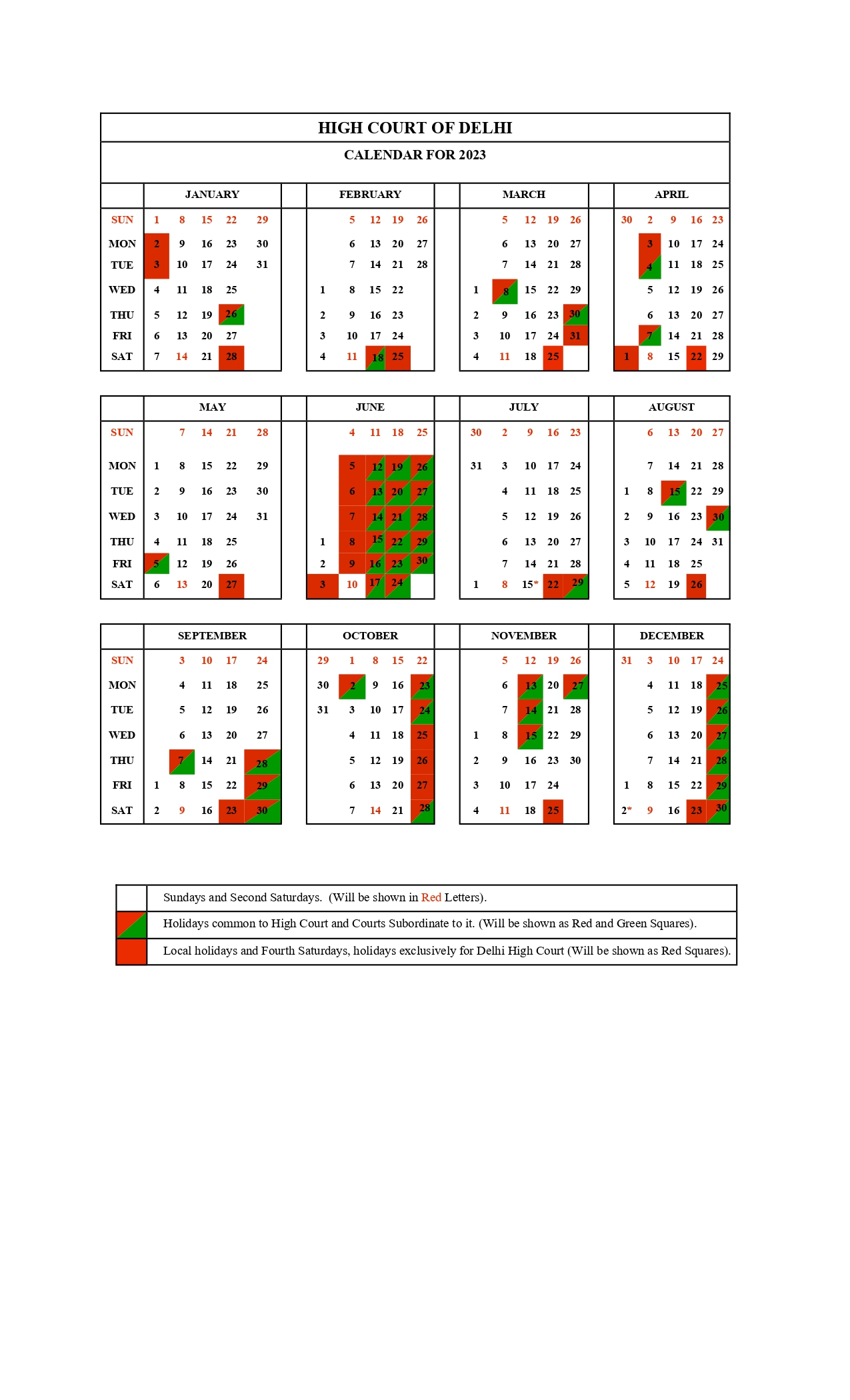 Delhi High Court Releases Its 2023 Calendar And List Of Holidays The