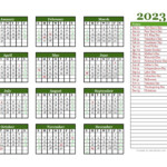 Editable 2023 Yearly Calendar Landscape Free Printable Templates