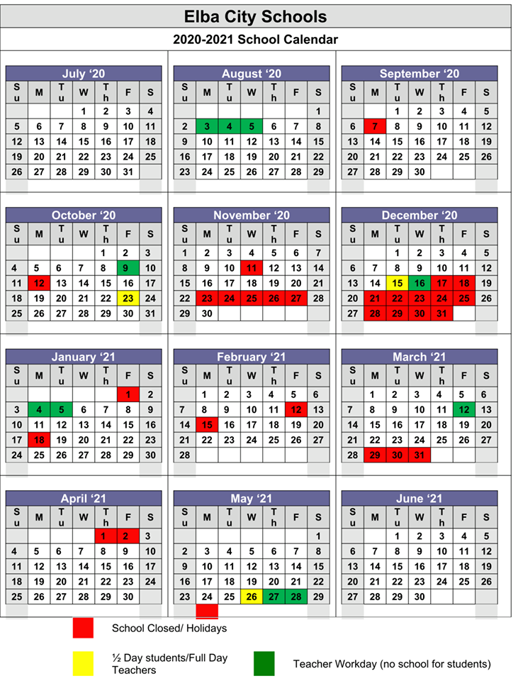 Elba City Schools Calendar 2021 PublicHolidays us