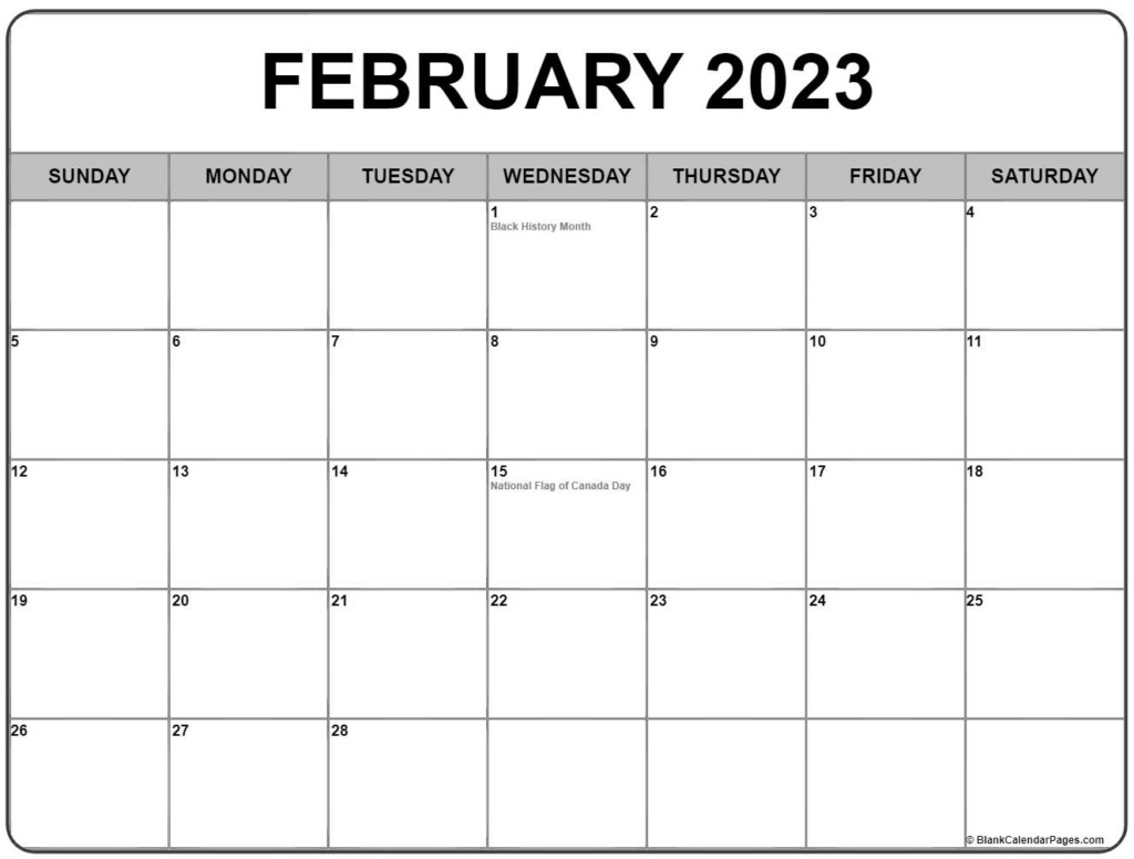 February 2023 With Holidays Calendar