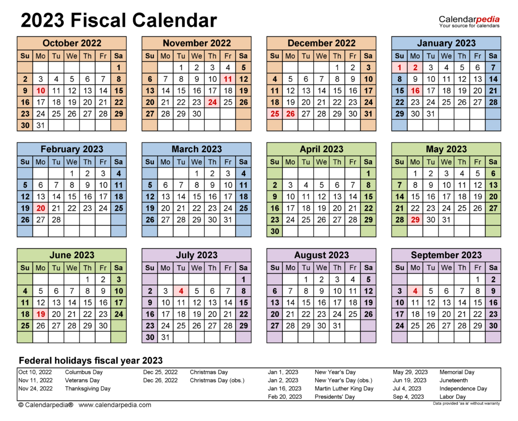 Fiscal Calendars 2023 Free Printable PDF Templates