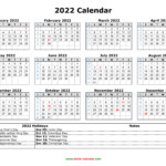 Free Download Printable Calendar 2022 With US Federal Holidays One
