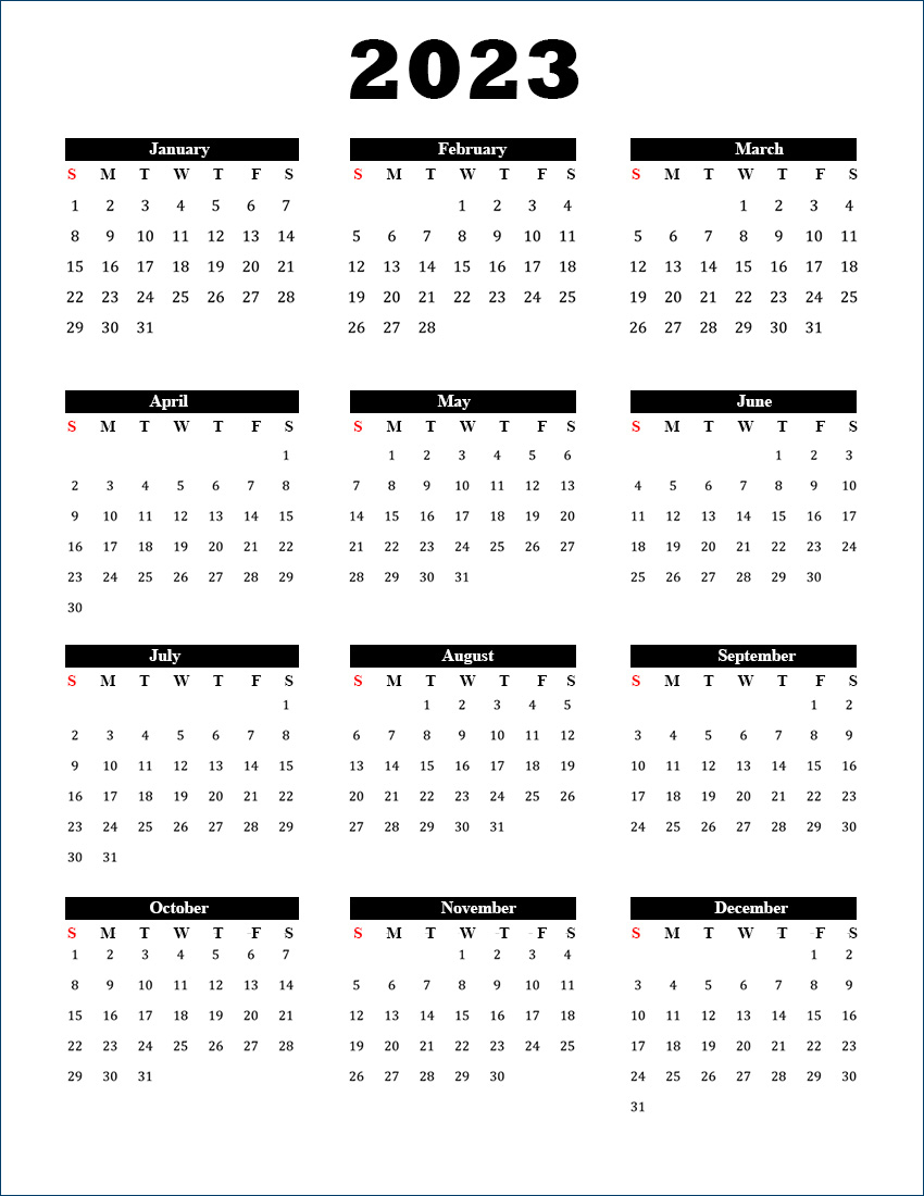 Free Printable Calendar 2023 Template In PDF