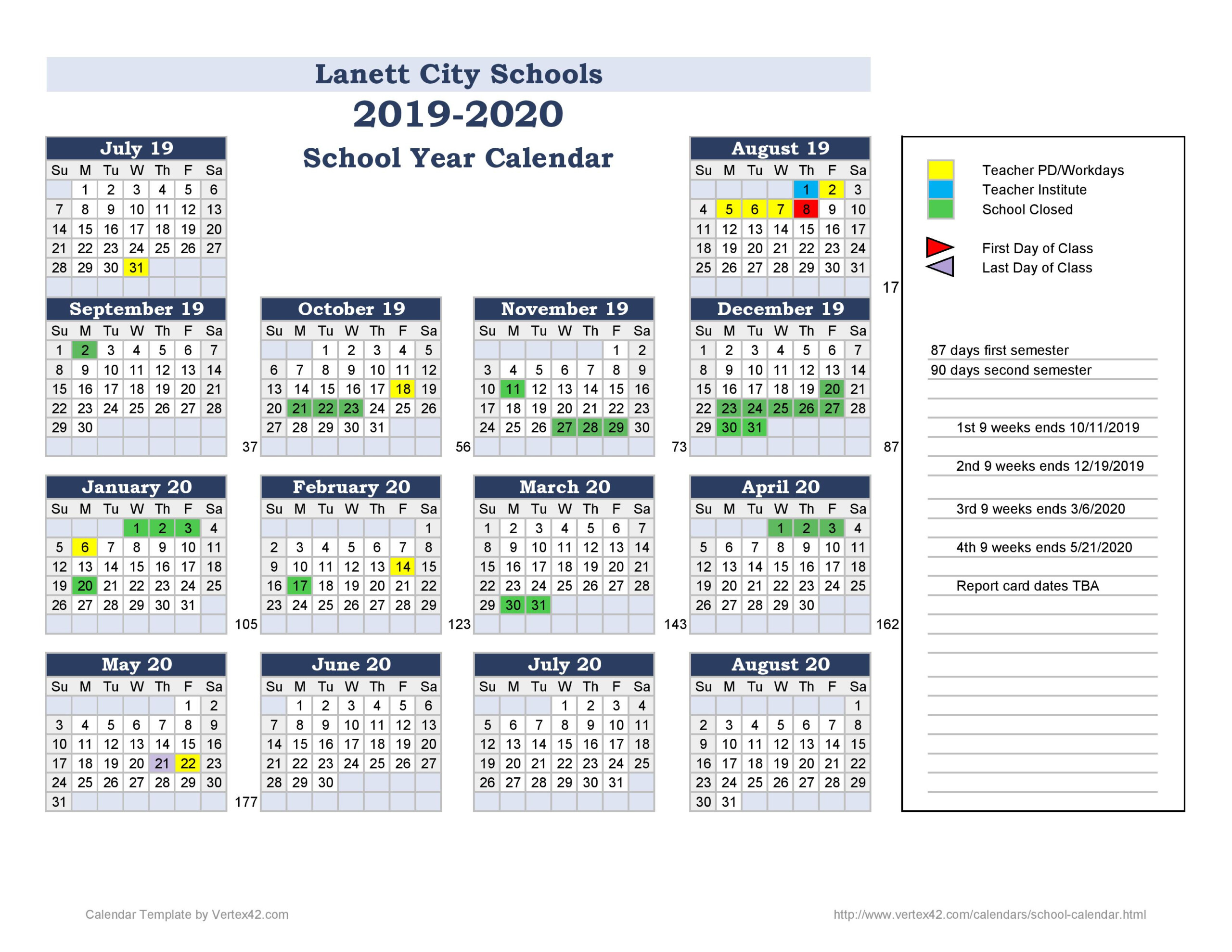 Lanett City Schools Calendar 2020 PublicHolidays us