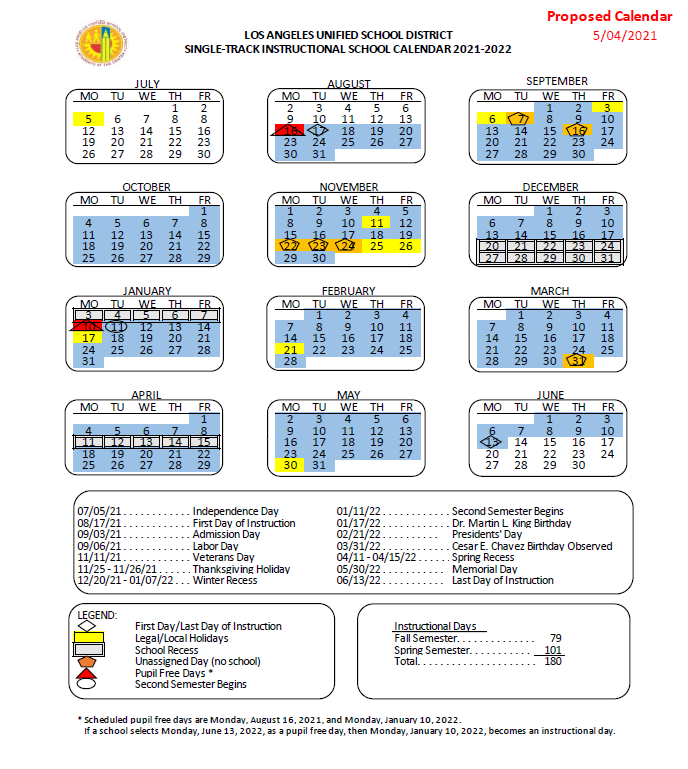 Lausd 2022 Calendar