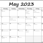 May 2023 Calendar With Holidays