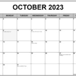 October 2023 With Holidays Calendar