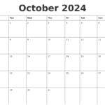 October 2024 Printable Calendar 2024 Calendar Printable