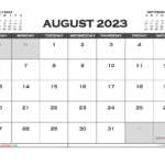 Printable August 2023 Calendar Free 12 Templates
