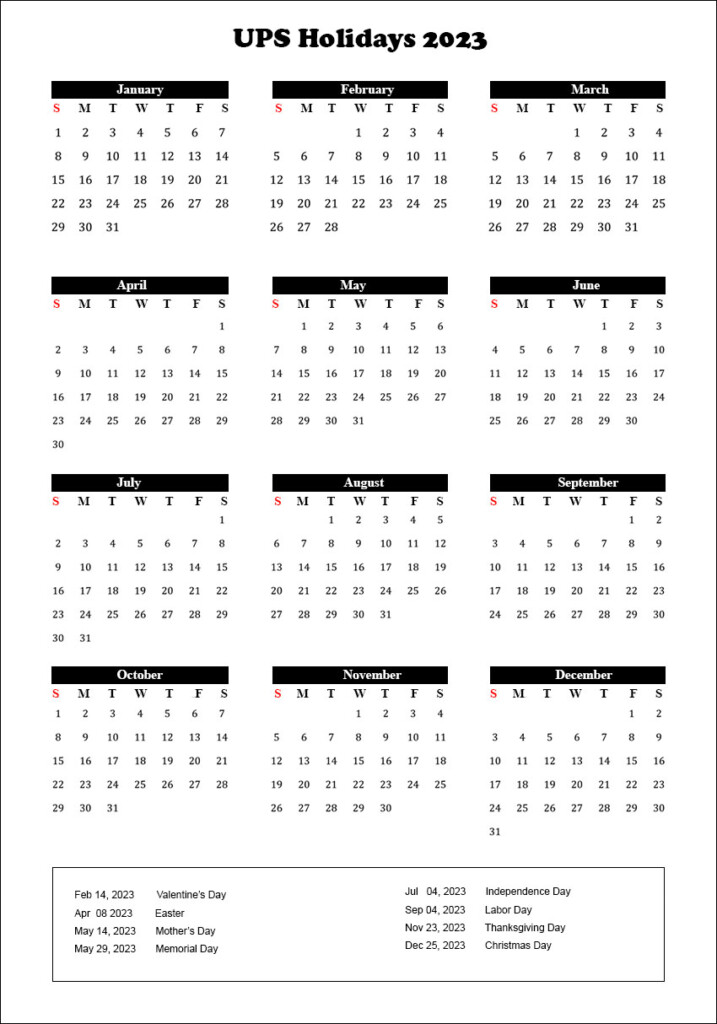 UPS Holidays 2023 Calendar Archives The Holidays Calendar