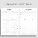 Yearly Calendar Bundle 2022 And 2023 Year at a Glance Dates Etsy