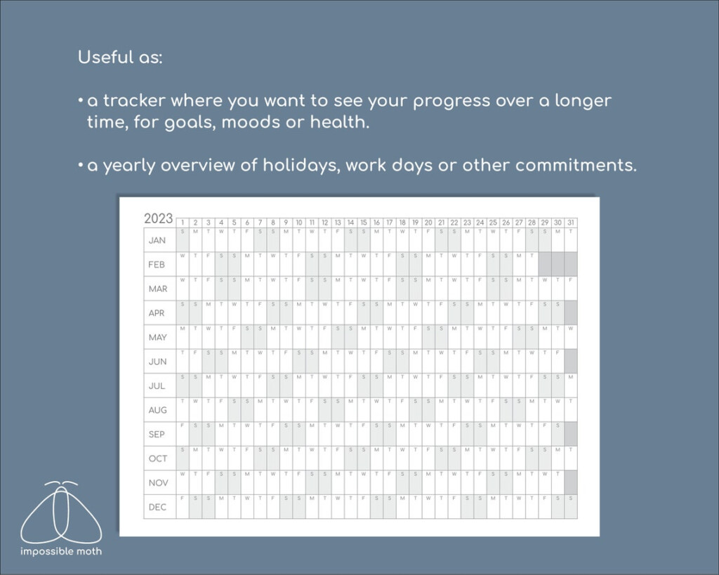 Yearly Overview Printable 2023 Calendar Yearly Tracker Etsy