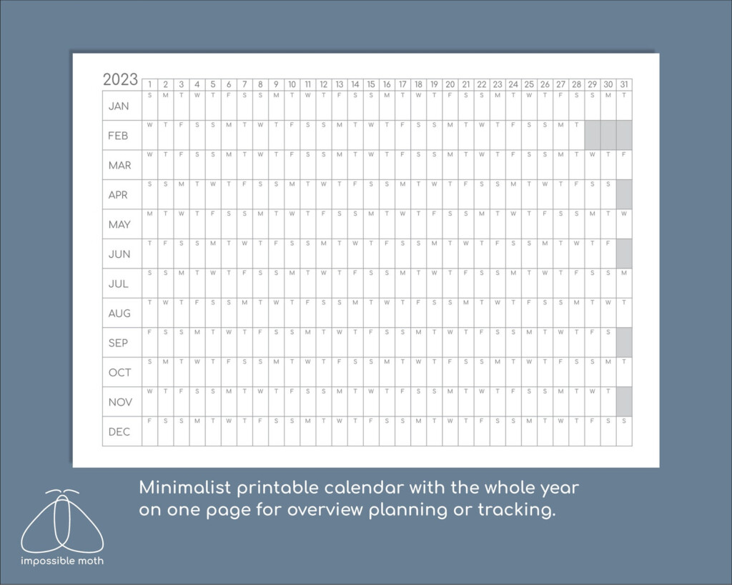 Yearly Overview Printable 2023 Calendar Yearly Tracker Etsy